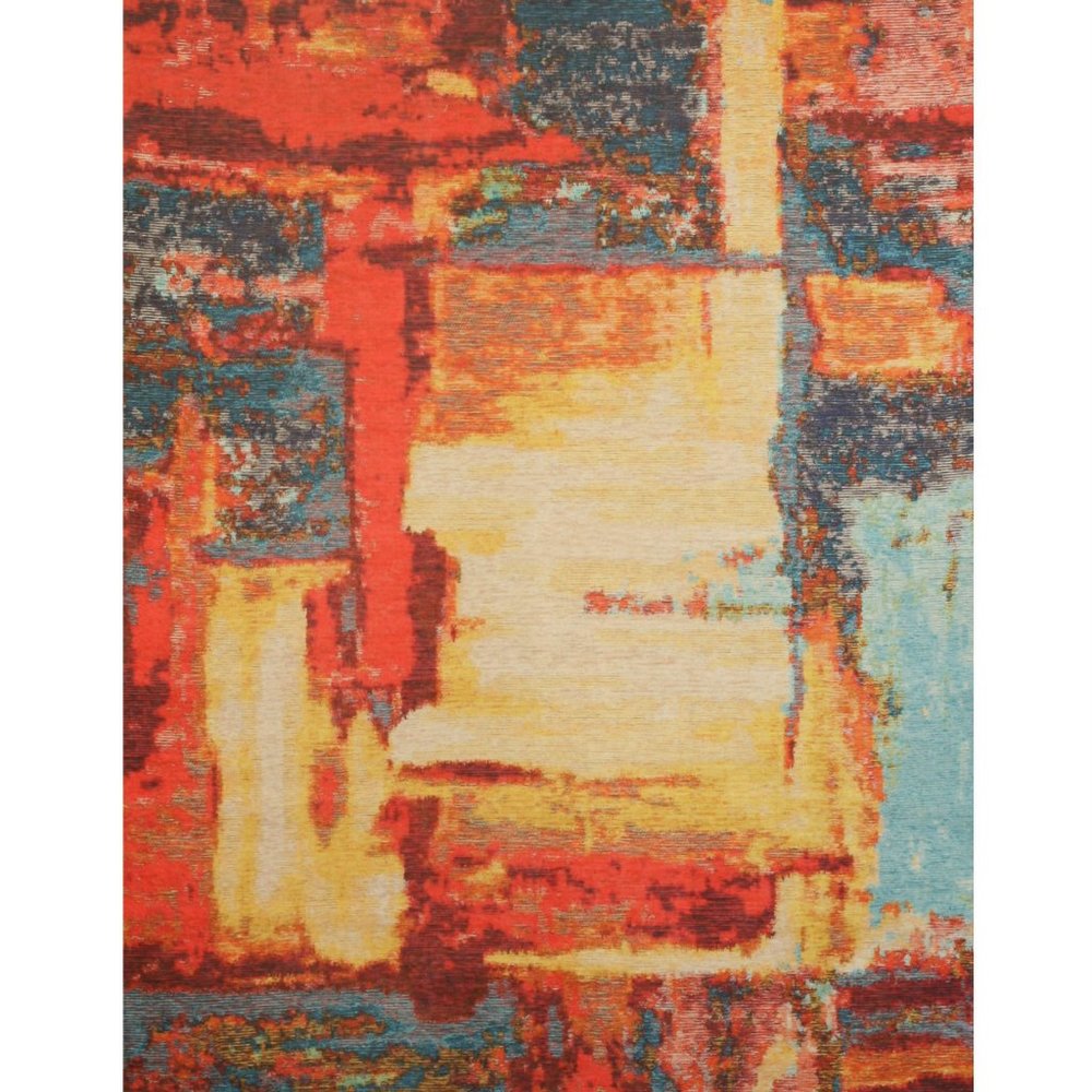 Red Machine-made Polyester Contemporary Distressed Bohemian Moderno Art Rug, 4'